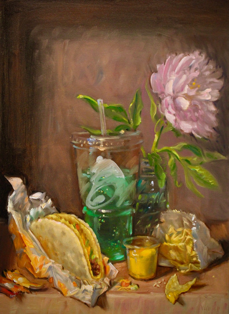 Taco Bell NOAH VERRIER Original still life oil painting, Signed fine art print image 1