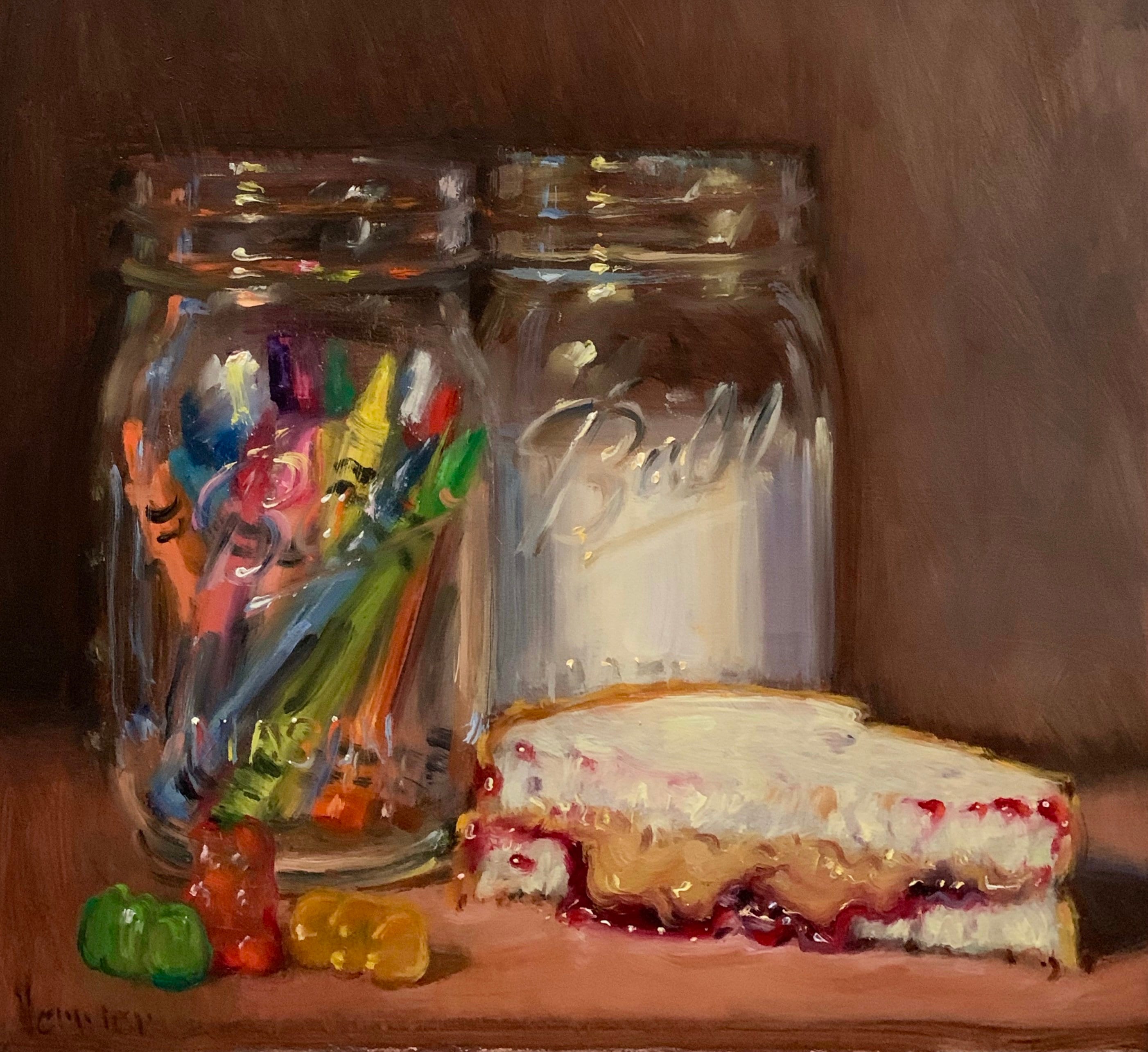 PBJ, Gummy Bears, Crayons & Milk  - NOAH VERRIER Original still life oil painting, Signed fine art print