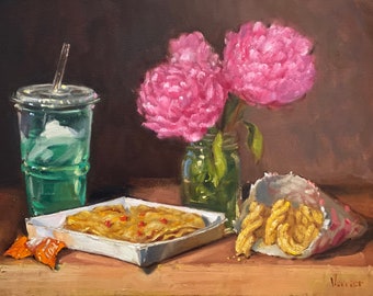 Taco Bell Mexican Pizza - NOAH VERRIER Original still life oil painting, Signed fine art print