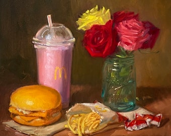 McDonald's Filet-O-Fish (20x20) - NOAH VERRIER Original still life oil painting, Signed fine art print