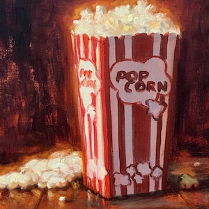 Popcorn (Artist&#39;s touch canvas) - NOAH VERRIER Original still life oil painting, Signed fine art print
