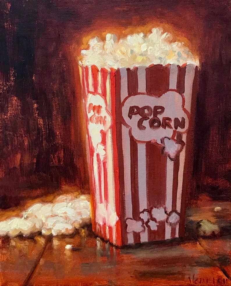 Popcorn NOAH VERRIER Original still life oil painting, Signed fine art print image 1