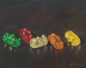 Gummy Bears (Artist's Touch Canvas Print) - NOAH VERRIER Original still life oil painting, Signed fine art print