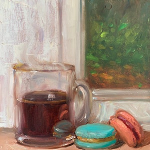 Coffee & Macsrons - NOAH VERRIER Original still life oil painting, Signed fine art print