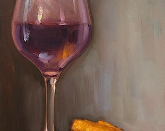 Wine & Mozz Sticks 18x24 - NOAH VERRIER Original still life oil painting, Signed fine art print
