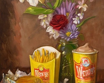Wendy's (Hand Embellished) - NOAH VERRIER Original still life oil painting, Signed fine art print