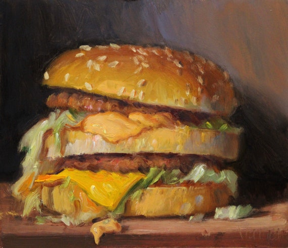 NOAH Signed Big Mac Oil Painting, VERRIER Etsy - Fine Still Original Life Print Art