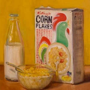 Corn Flakes (Hand Embellished) - NOAH VERRIER Original still life oil painting, Signed fine art print
