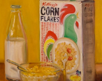 Corn Flakes 16x20 - NOAH VERRIER Original still life oil painting, Signed fine art print