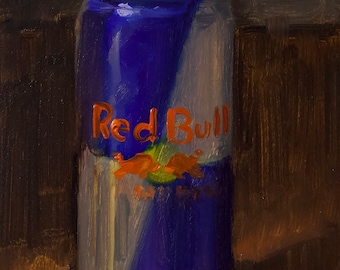 Red Bull (18x24)- NOAH VERRIER Original still life oil painting, Signed fine art print