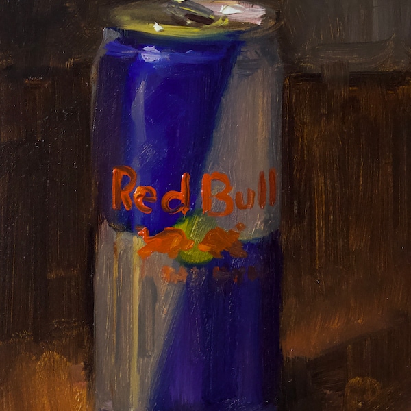 Red Bull (18x24)- NOAH VERRIER Original still life oil painting, Signed fine art print