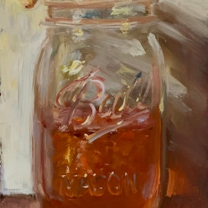 Jar of Honey & Dipper - NOAH VERRIER Original still life oil painting, Signed fine art print