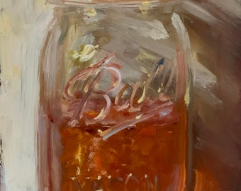 Jar of Honey & Dipper - NOAH VERRIER Original still life oil painting, Signed fine art print