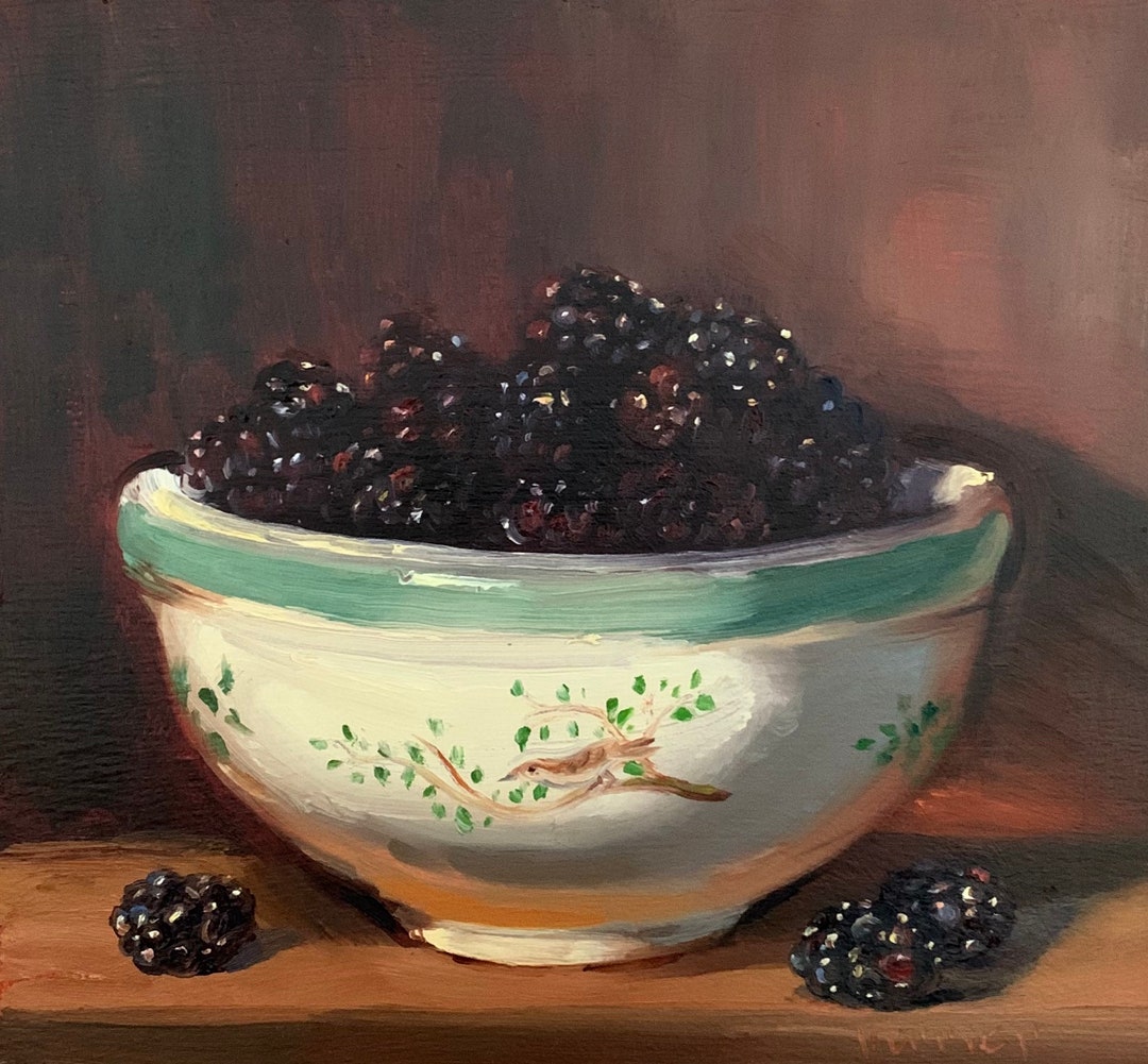 Blackberries in Birds of Brit - NOAH VERRIER Original Still Life Oil Painting, Signed Fine Art Print - Etsy