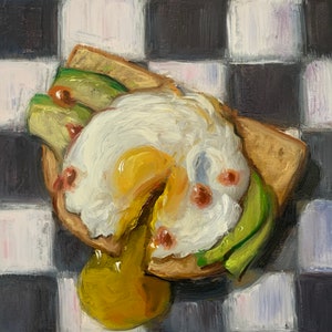 Avocado Toast - NOAH VERRIER Original still life oil painting, Signed fine art print