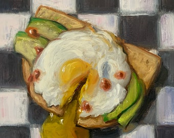 Avocado Toast - NOAH VERRIER Original still life oil painting, Signed fine art print