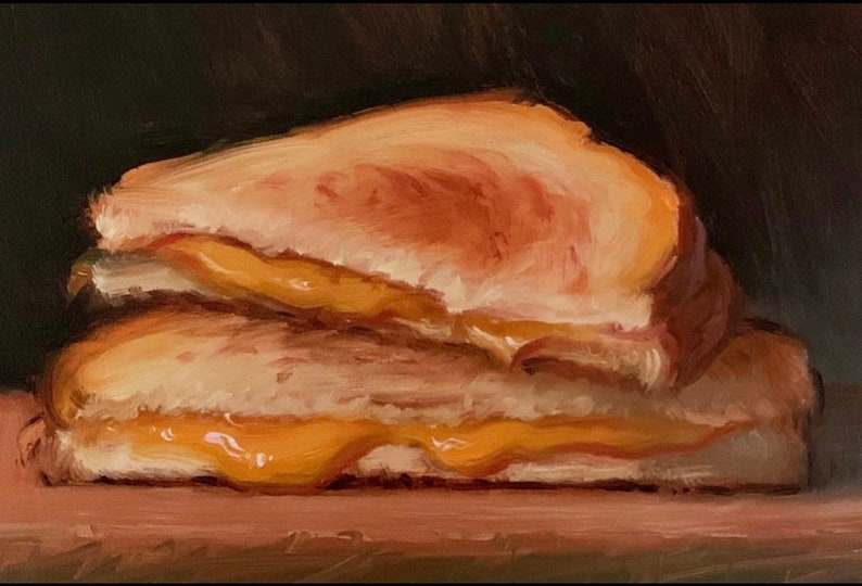 Grilled Cheese NOAH VERRIER Original still life oil painting, Signed fine art print image 1