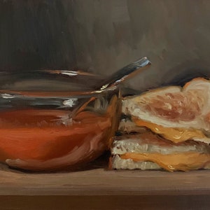 Grilled Cheese & Tomato Soup - NOAH VERRIER Original still life oil painting, Signed fine art print