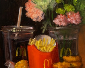 McNuggets - NOAH VERRIER Origineel stilleven olieverfschilderij, ondertekende fine-art print