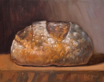 Sourdough Bread - NOAH VERRIER Original still life oil painting, Signed fine art print