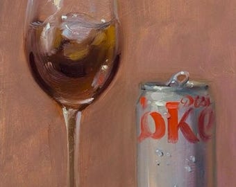 Diet Coke and Lime (Canvas Print) - NOAH VERRIER Original still life oil painting, Signed fine art print