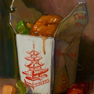 Sweet & Sour Shrimp (18x24 LARGE) - NOAH VERRIER Original still life oil painting, Signed fine art print