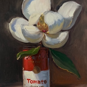 Magnolia in Campbell’s Can - NOAH VERRIER Original still life oil painting, Signed fine art print