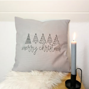 Pillowcase "Merry Christmas", embroidered and handmade, cushion Christmas Scandinavian, Christmas decoration cushion cover, Scandi Advent decoration