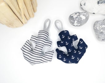 2 maritime anchors, decorative anchors, maritime decoration, sewn anchors, Nordic, Scandinavian, maritime gift, pendant, hanger