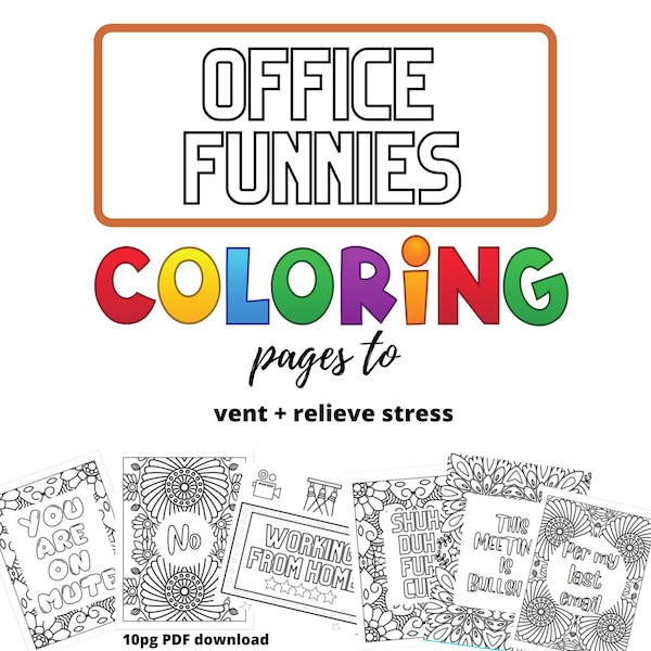 Office Funnies Coloring Book (PDF Digital Download)