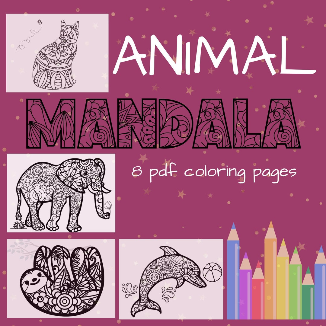Animal Mandala Coloring Pages - Etsy