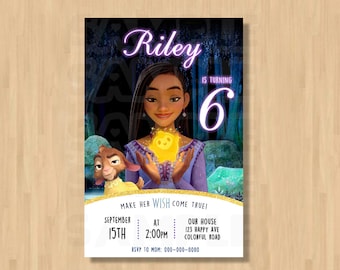 Wish  Birthday Invitation Digital Invite Wish Movie Poster, Wish Movie Invite  Party, Wish Movie, Wish Theme Pritable Asha