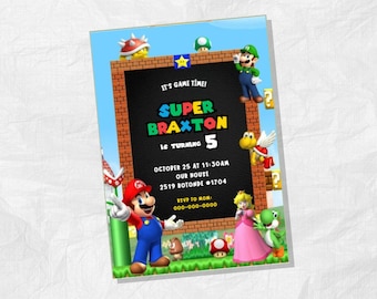 Super Mario Birthday Invitation, Digital Card Printable Invitation, Mario invitation, Super Mario Bros Digital Invitation, PRINTABLE, Template