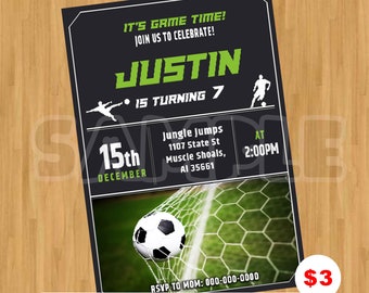 Soccer Digital Invitation, Soccer Birthday party, Soccer Template, printable, Digital File, soccer invitation, soccer invitaton, football