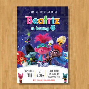 Trolls 2 World Tour Birthday Invitation, Trolls 2 Invitation Digital, Trolls printable Invitation, Trolls Party Invites, Trolls Birthday