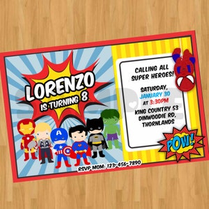 Superhero Birthday Digital Invitation, Superhero Boy Invitation, Superhero Invitation, Superhero Invite, Super hero invitation Printable