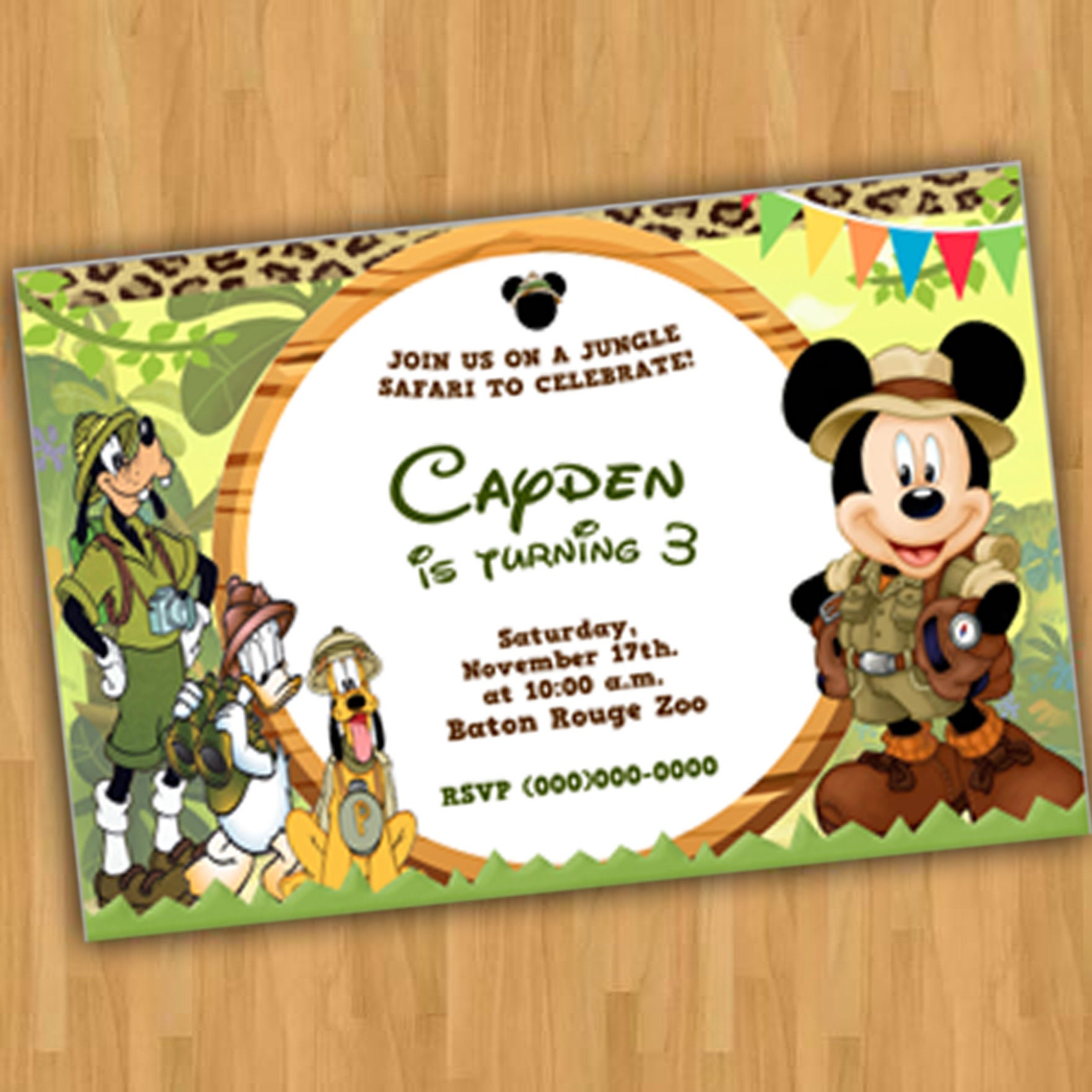 mickey safari invitation template free