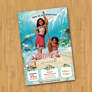 Moana 2 Digital Invitation movie new 2024 Moana and Simea Printable Birthday Invitation