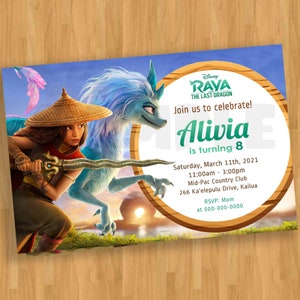 Raya Digital Invitation, Raya and the Last Dragon Digital Birthday Invitation Invite Birthday Party - Digital File Printable