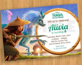 Raya Digital Invitation, Raya and the Last Dragon Digital Birthday Invitation Invite Birthday Party - Digital File Printable