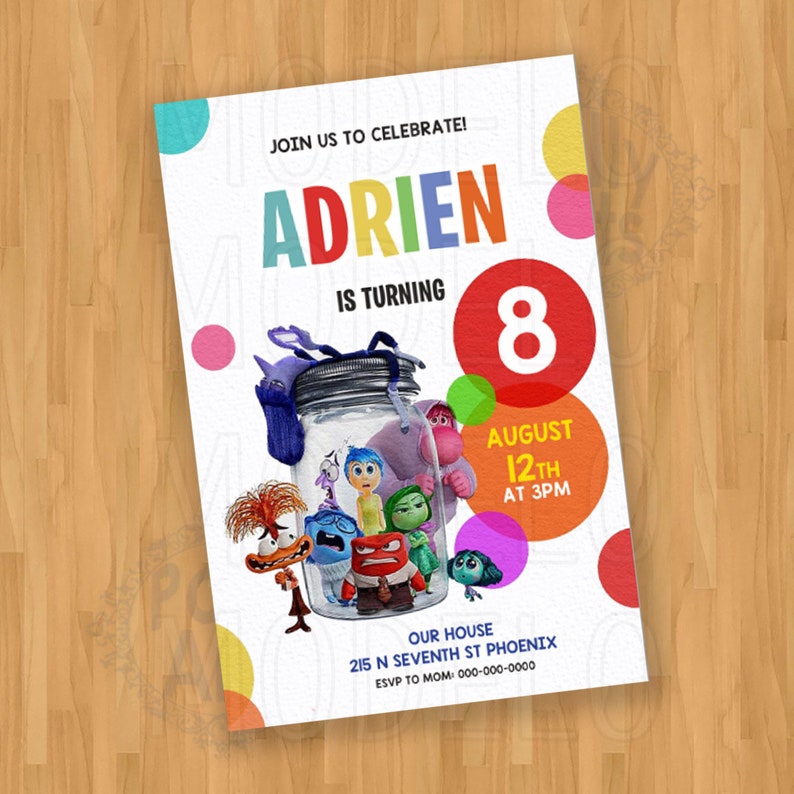 Inside Out 2 Birthday Invitation, Digital, Joy, Anxiety, and All New