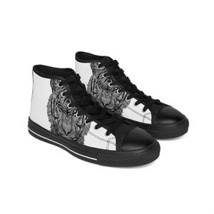 Bold Tiger Print High-Top Sneakers, Unique Artistic Footwear, Perfect for Casual Outings, Festivals, Animal Lovers, Everyday Wear, Gift Idea