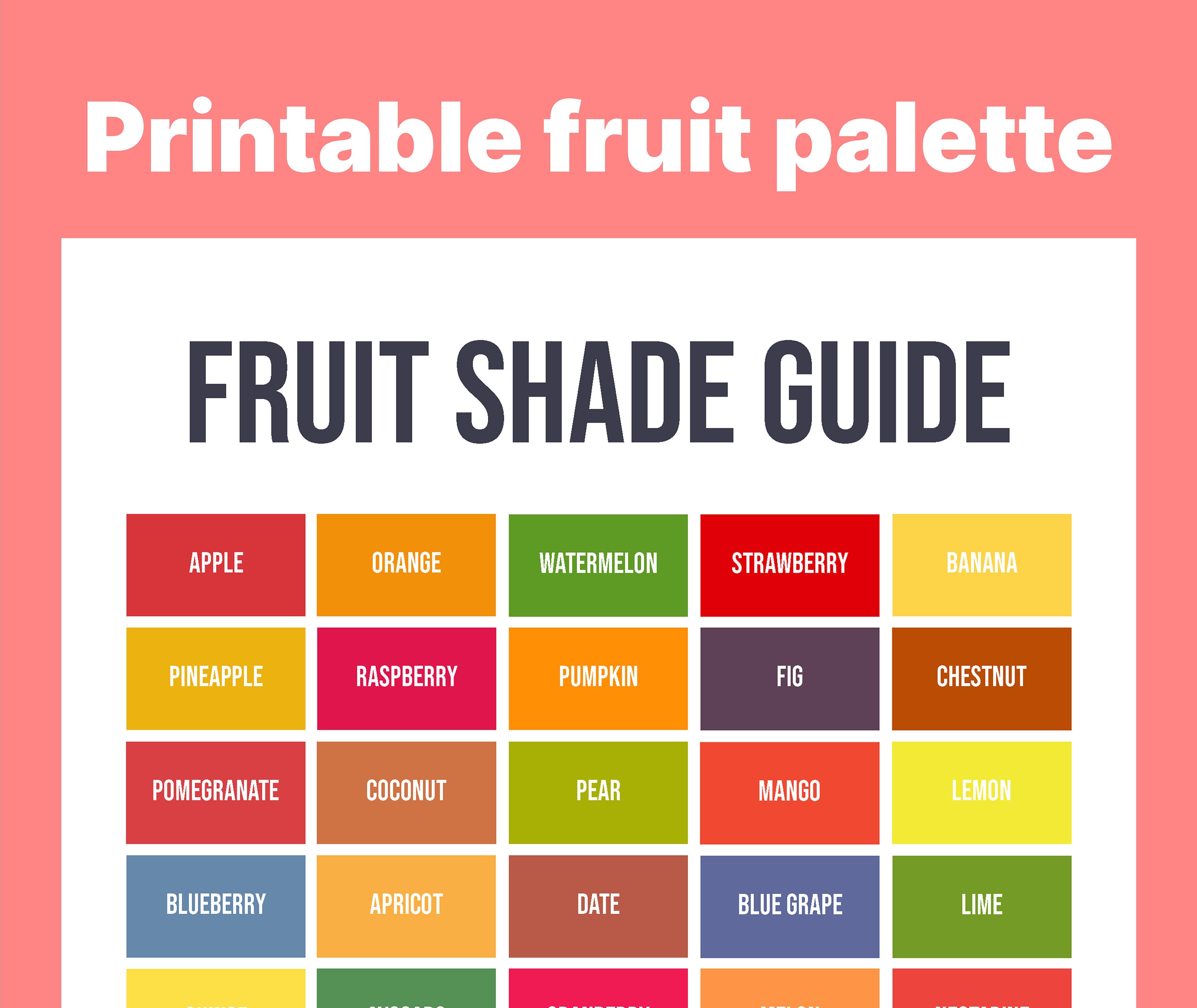 Fruit Shade Guide 50 colors of 50 fruits Etsy