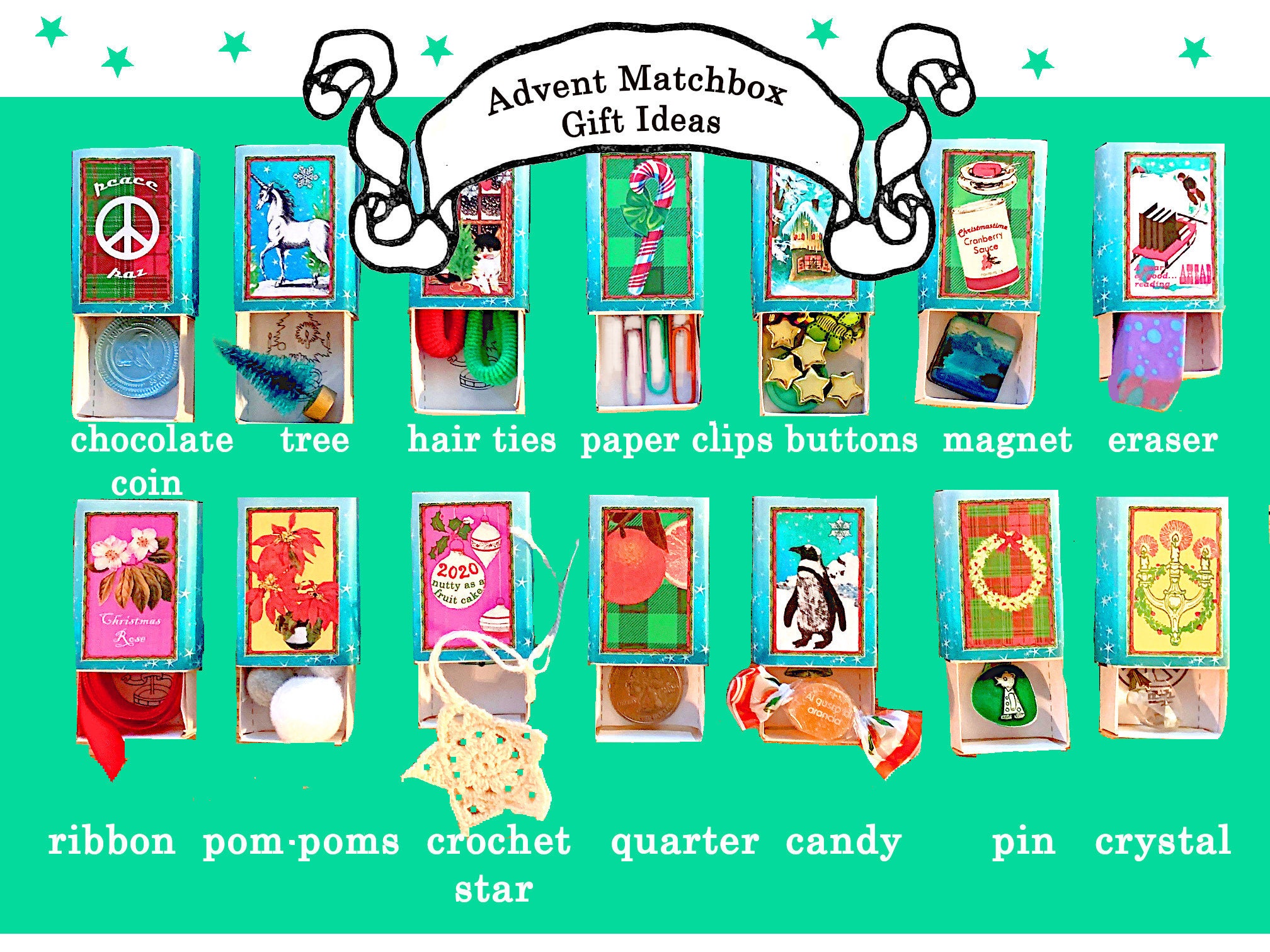 Advent Calendar Printable for Kids / Teens Adults. Includes Etsy