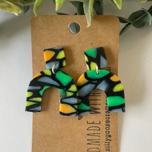 Stained Glass Polymer Clay Earrings - Arch Clay Earring - Fast Shipping - Lightweight - Fun Earrings - Gifts For Her - Valentine's Gifts