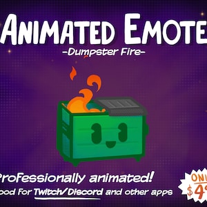 Animierter Emote Dumpster Fire Twitch und Discord