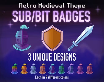 Retro middeleeuws thema Twitch Sub / Bit Badges