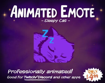Animated Emote Sleepy Cat Twitch and Discord