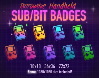 Retrowave Game Handheld Twitch Sub/Bit Badges
