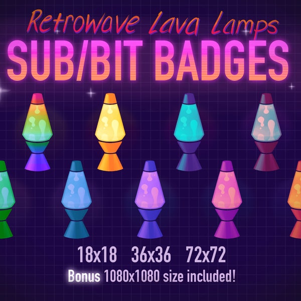 Retrowave Lava Lamp Twitch Sub/Bit Badges